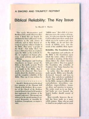 Biblical Reliability: The Key Issue - Harold S. Martin