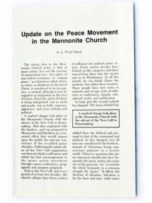 Update on the Peace Movement in Mennonite Church - J. Ward Shank